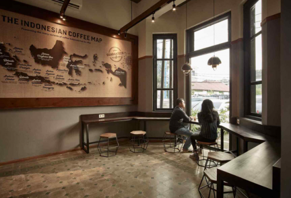 Warung kopi modern dengan tampilan retro